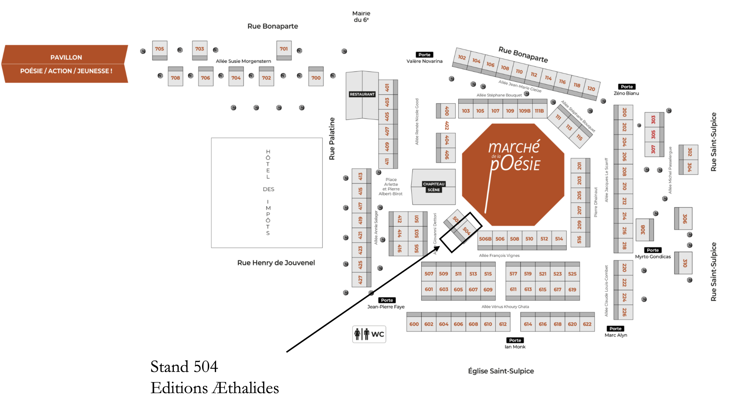 plan Marché de la poésie - stand 504